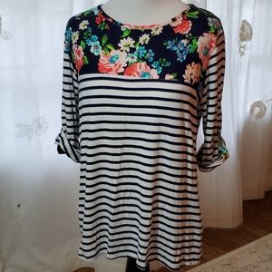 Floral and Stripe Top
